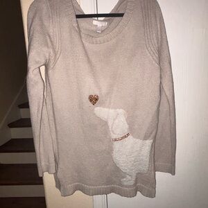 LC Lauren Conrad - Women's Grey Sweater with Dog Design Size- large